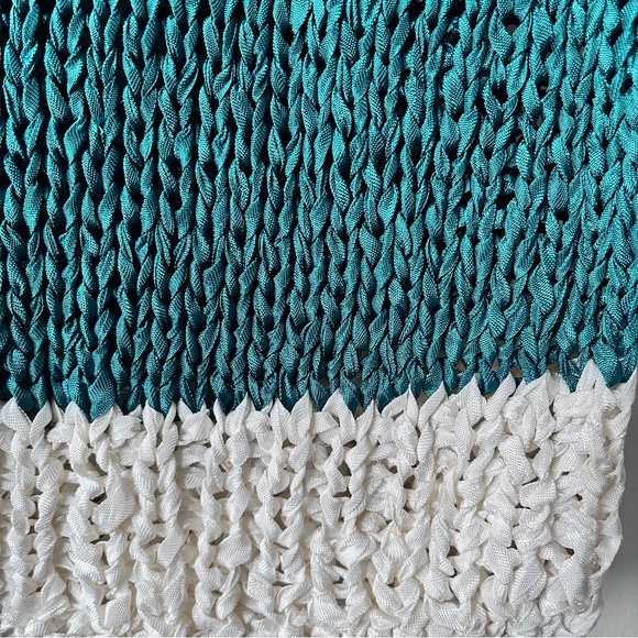 Vintage 80s Gabani Color-block Women's Open Weave Short Sleeve Sweater Size M - Picture 12 of 14